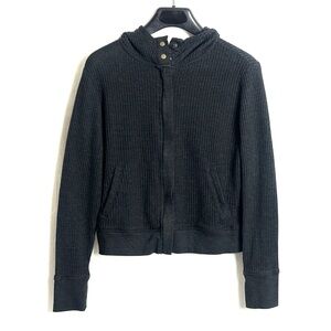 Lucky Brand Charcoal Zip-Up Waffle Knit Hoodie EUC Size Small